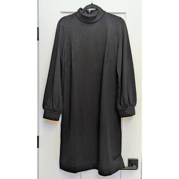 Chico's Black Label Elegant Beaded Black Dress